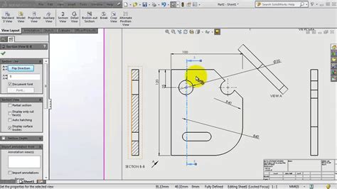 140 Solidworks Drawing Tutorial Section View Youtube