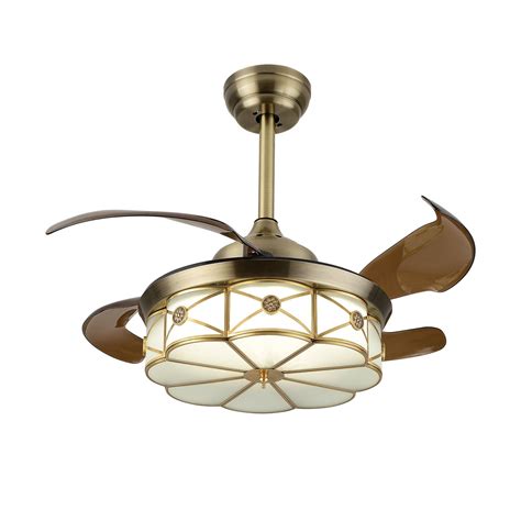 Modern Retractable Ceiling Fan Light For Indoor Dining Room Restaurant