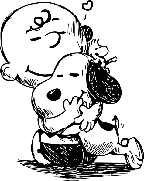Snoopy And Charlie Brown Sketch Coloring Page