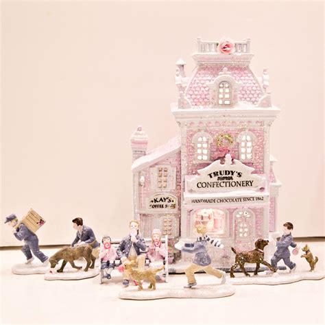 Details About Shabby Chic Pink Christmas Village Victorian Village Pink