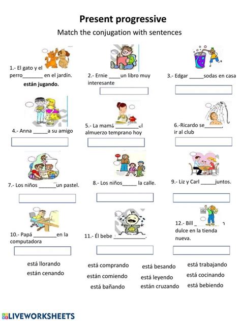 Spanish Worksheet With Pictures And Words To Help Students Learn How To Use Them