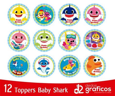 Nice baby shark free printable wrappers and toppers. 12 Cupcake Toppers Baby Shark Birthday INSTANT DOWNLOAD ...