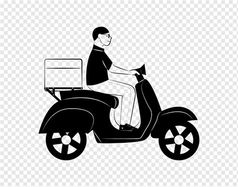 Delivery Guy With Parcel On Bike Illustration Png Pngwing