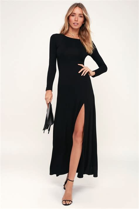 Black Long Sleeve Maxi Dress Exclusively For Women