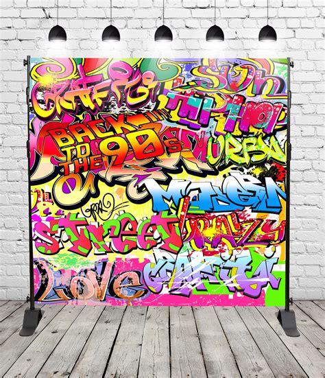 Color Graffiti Back To The 90s Photo Backdrops Booth Photography Hip
