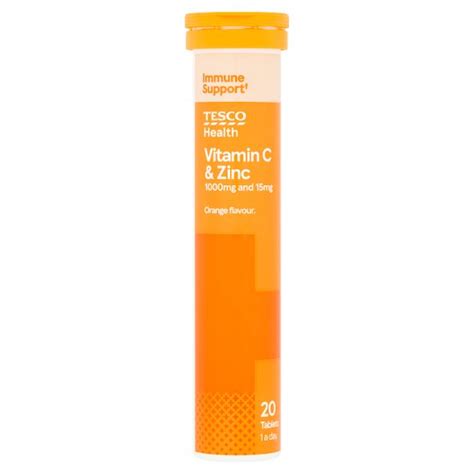 20 tablets vitamin c + zinc orange flavored effervescent natural max absorption. Tesco Effervescent Vitamin C Plus Zinc X 20 - Groceries ...