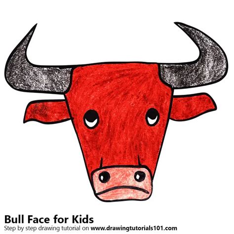 Step By Step How To Draw A Bull Face For Kids