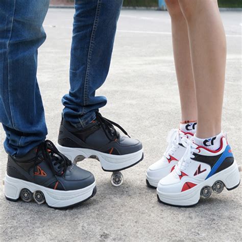 2015 Cool And Unique Walkable Skating Lovers Shoes Straight Row Transformable Roller Skate Shoes
