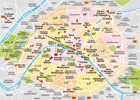 Map Of Paris 20 Boroughs Arrondissements And Districts