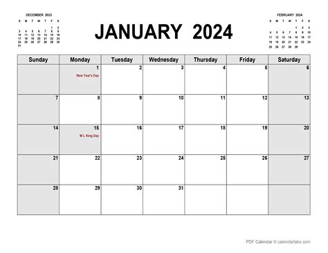January 2024 Calendar Calendarlabs