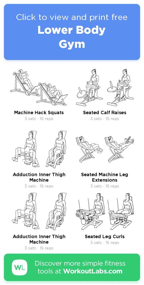 A Poster With Instructions To Use The Lower Body Gym