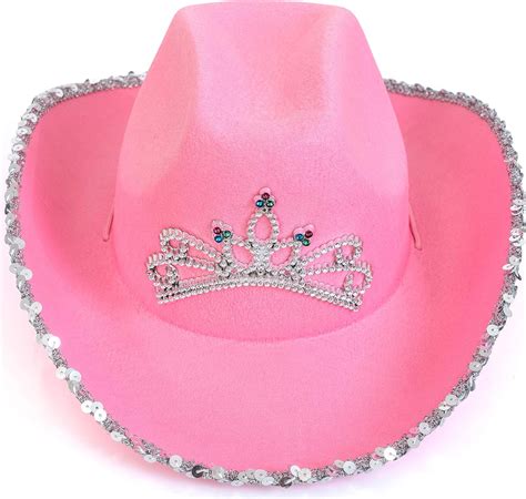 Skeleteen Pink Cowboy Hat Pink Sequin Cowgirl Princess