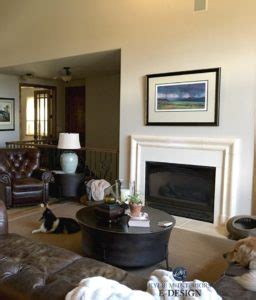 With a smaller force than a light hazy grey, navy talked to the eclectic in the majority. Best beige paint colour, Sherwin Williams Accessible Beige in living room with stone fireplace ...