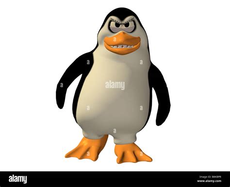 Cartoon Penguin Looking Angry Isolated On White Background Stock Photo