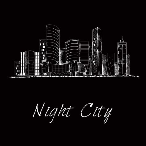 Night City Skyline Sketch 454800 Vector Art At Vecteezy