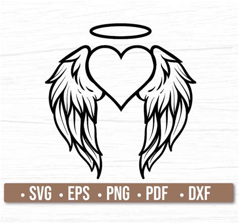 Angel Wings Halo Heart Crown Memory Tattoo Svg Png Etsy