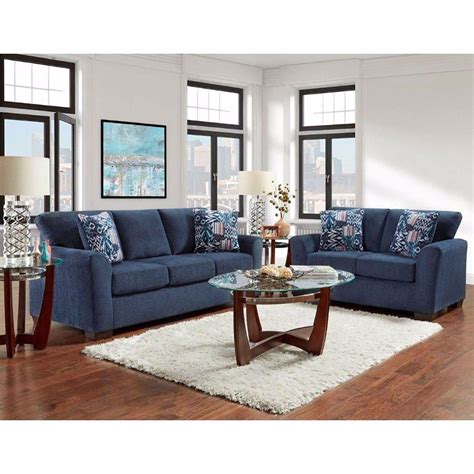 Affordable Furniture Allure Navy Sofa And Loveseat Set Savvy Discount