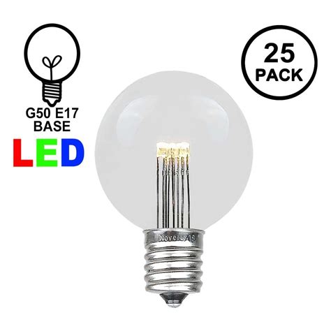25 Warm White Led G50 Heavy Duty String Light Sets On White Wire