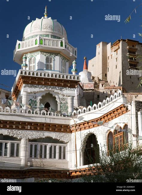 View From Leh Ladakh Jammu And Kashmir India Jama Masjid And Leh