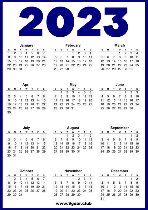 2024 Printable Calendar Full Year Calendar Grid Style Editable 2023
