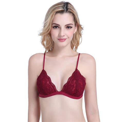 Buy Solid Wine Red Sexy Lingerie Women Underwear Lady Floral Sheer Lace Bra