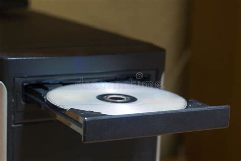 Open Dvd Rom On Computer Closeup With Disk Stock Image Image Of