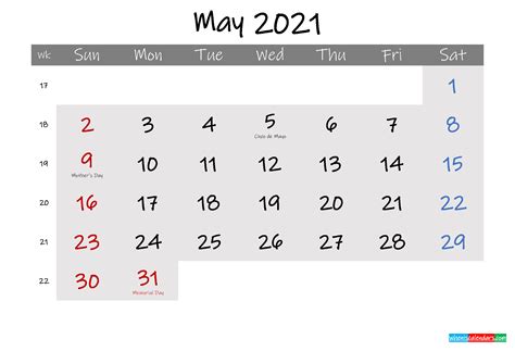 Awesome May 2021 Calendar Pdf Word Excel Template Riset