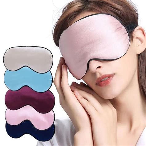 1pc Silk Eye Mask Eyeshade 3d Natural Sleeping Eye Shade Cover Blindfold Soft Smooth Double Side