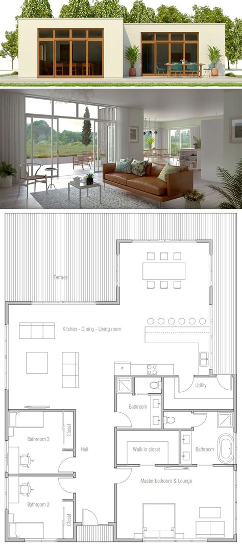 Home Plan Three Bedroom Minimalist House Design Bedroomdesign