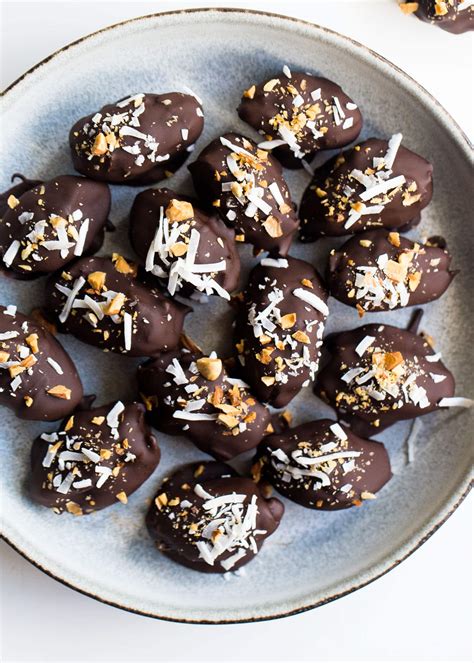 Dark Chocolate Covered Almond Stuffed Dates Wholesomelicious