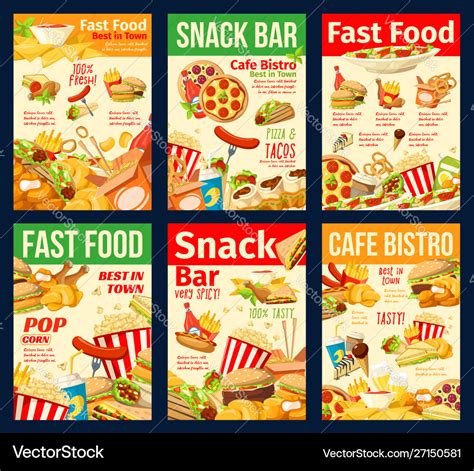 Fast Food Snacks Burgers And Hot Dogs Royalty Free Vector