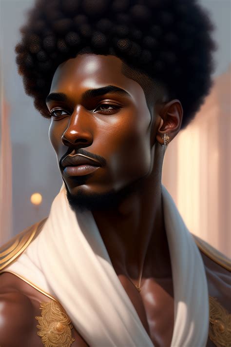Lexica Ultra Realistic Illustration Young Man With Bronze Skin Afro
