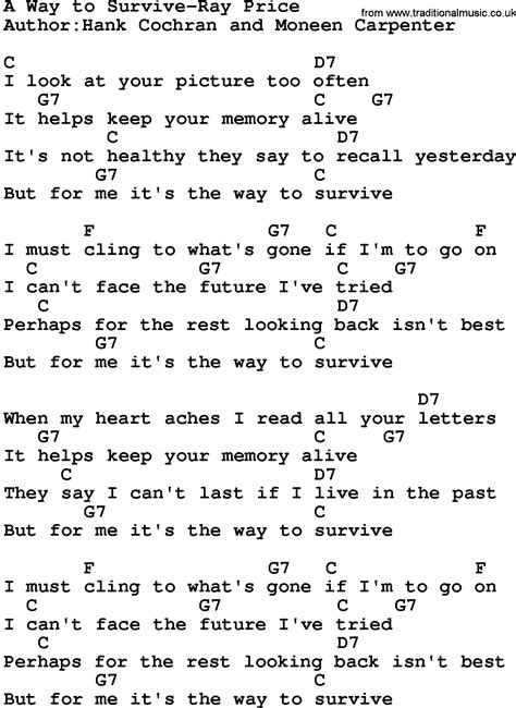 Country Music A Way To Survive Ray Price Lyrics And Chords