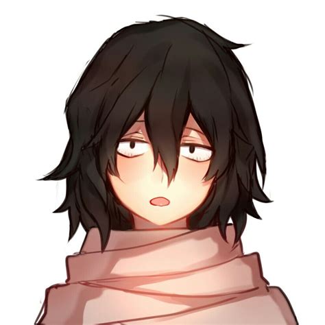 An Anime Character With Black Hair Wearing A Scarf