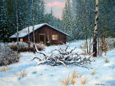 Winter Cabin Painting By E Colin Williams Arca