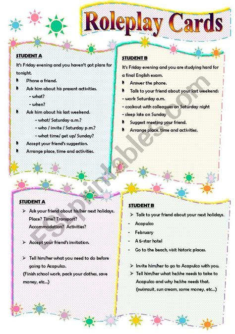 Roleplay Cards I Esl Worksheet By Rainbow02