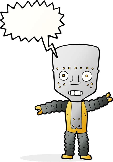 Cartoon Robot With Speech Bubble 12348683 Vector Art At Vecteezy