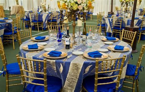 Beautiful Gold And Blue Table Setting Blue Wedding Decorations