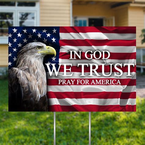 Us Flag With Eagle In God We Trust Yard Sign Single Or Etsy