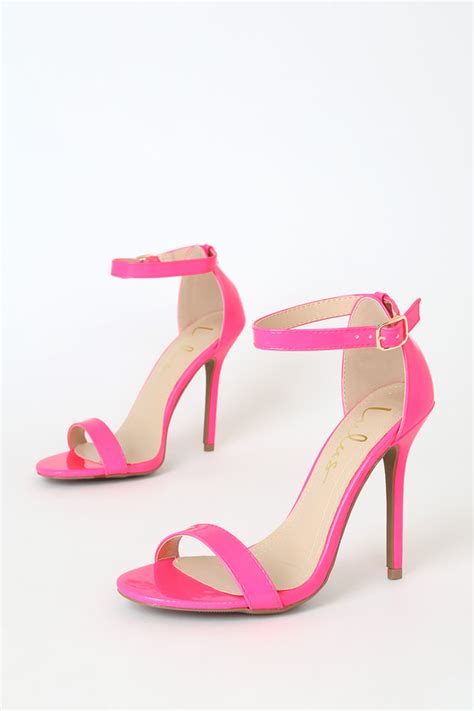 Sexy Neon Pink Heels Patent Heels Ankle Strap Heels Lulus