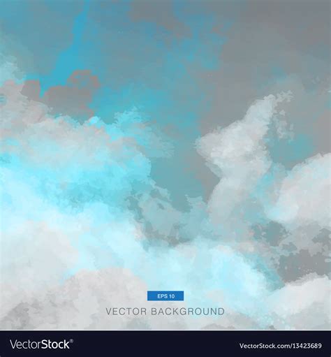 Blue Grey Watercolor Clouds And Sky Background Vector Image