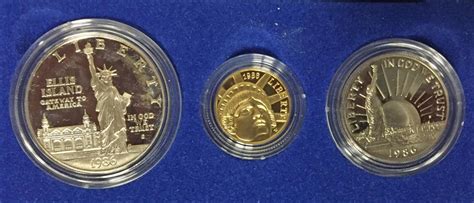 Lot 1986 Statue Of Liberty 3 Coin Proof Set W5 Gold