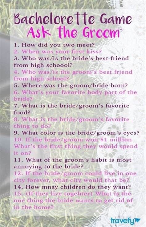 Bachelorette Game Ask The Groom Questions More Cheap Bachelorette Party Bachlorette Party