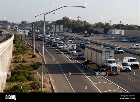 Morning Traffic On The South Bound 55 Freeway At 17th Street In Santa