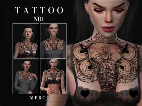 Merci S Tattoo N01 Sims 4 Tattoos Tattoos For Women Sims 4