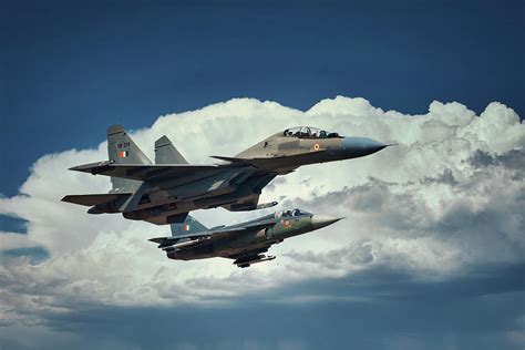 Indian Air Force Sukhoi 30mki And Tejas In Formation Photograph By