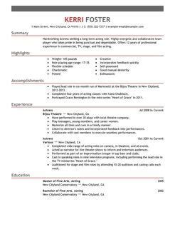 Pick the right resume format & layout. Best Actor Actress Resume Example From Professional Resume ...