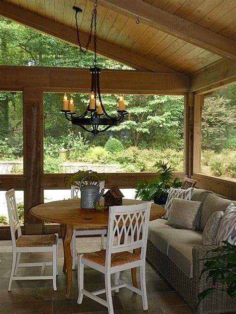 Inside the spacious screened porch, the first thing you notice is the beautiful interior ceiling. View this Great Craftsman Porch with Vaulted wood ceiling ...