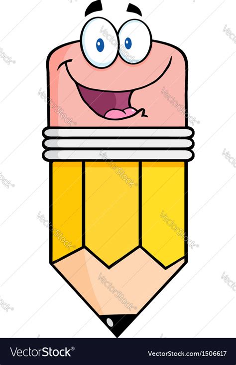 Happy Pencil Cartoon Character Royalty Free Vector Image