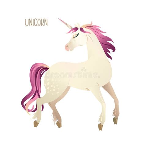 Beautiful Watercolor Unicorns Set In Pink And Purple Colors Vector